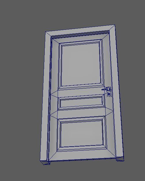 Classic wood door Low-poly 3D model_15
