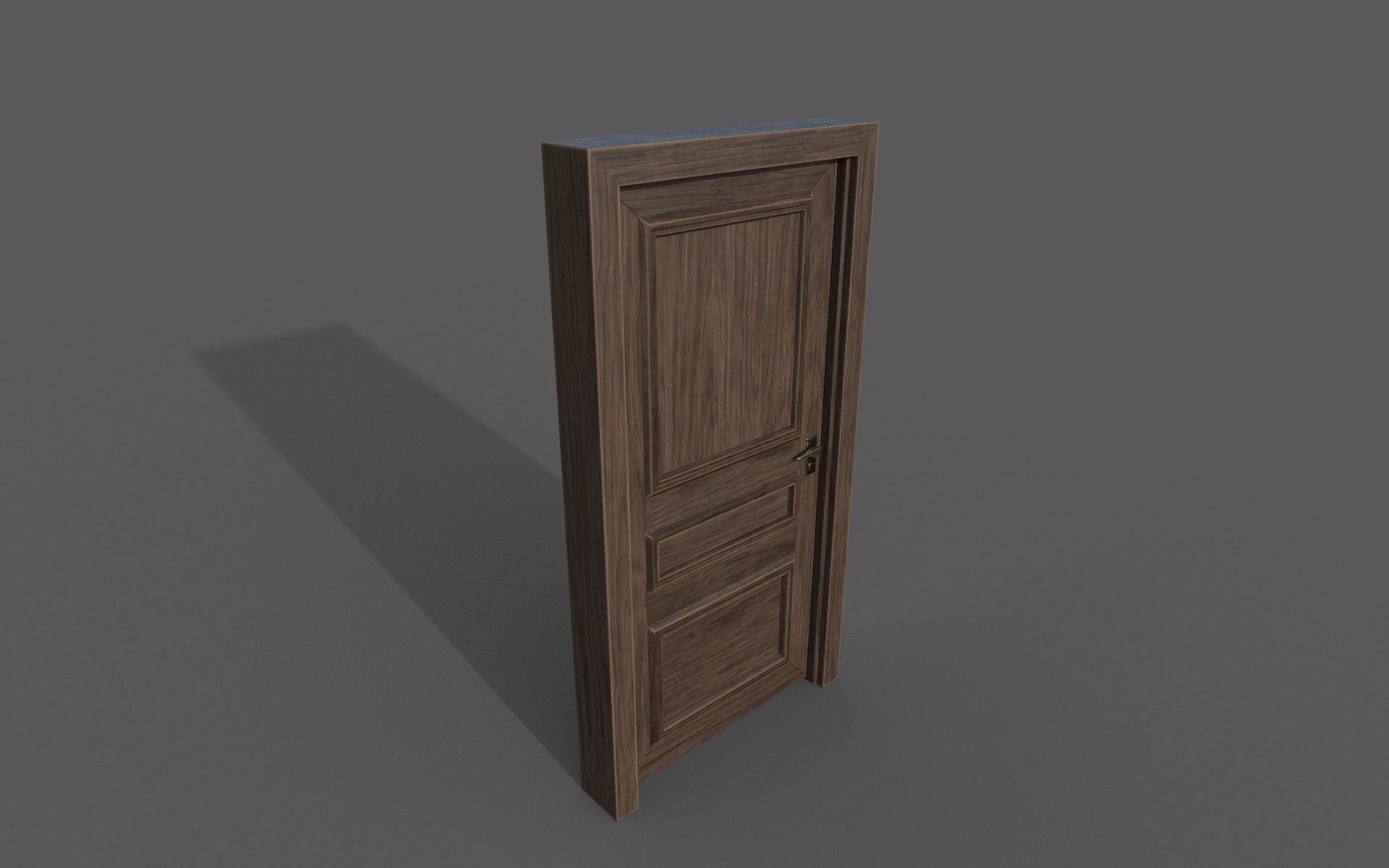 Classic wood door Low-poly 3D model_4