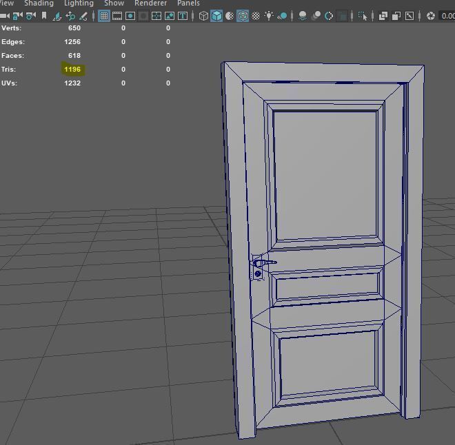Classic wood door Low-poly 3D model_10