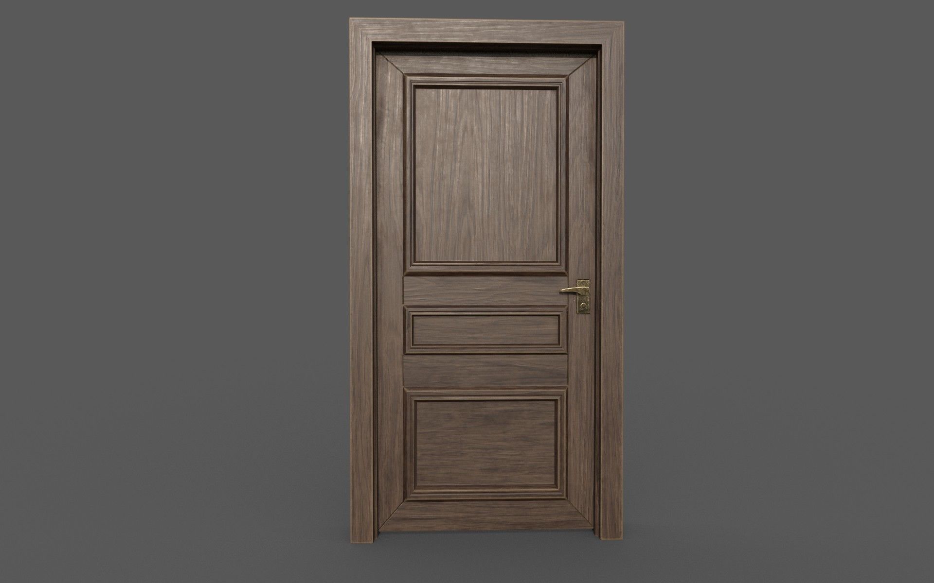 Classic wood door Low-poly 3D model_5