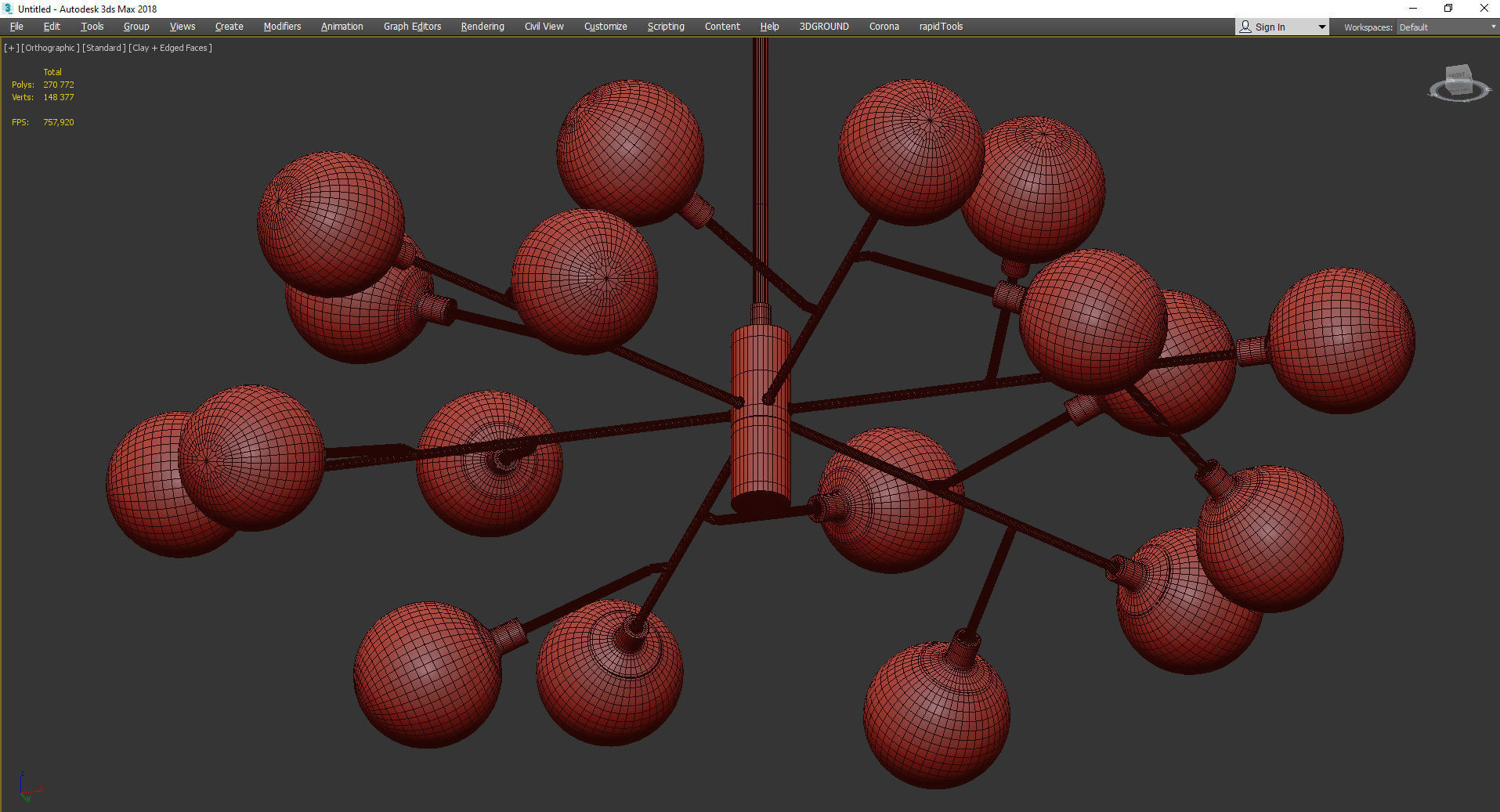 Four Hands Pellman Chandelier Low-poly 3D model_4