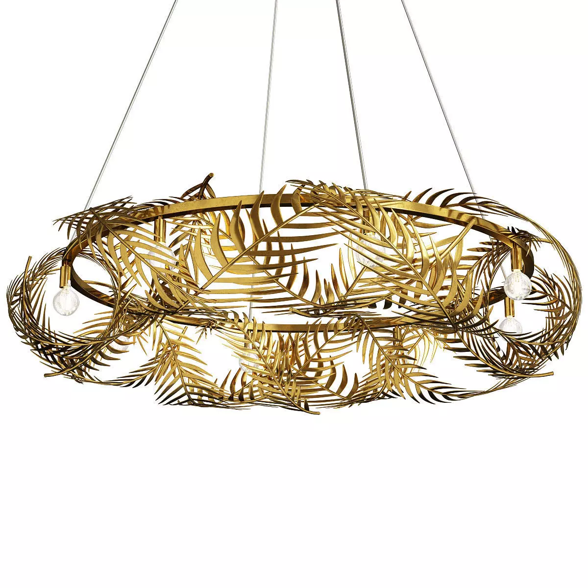 Aviva Stanoff for Currey Co Queenbee Palm Ring Chandelier Low-poly 3D model_0