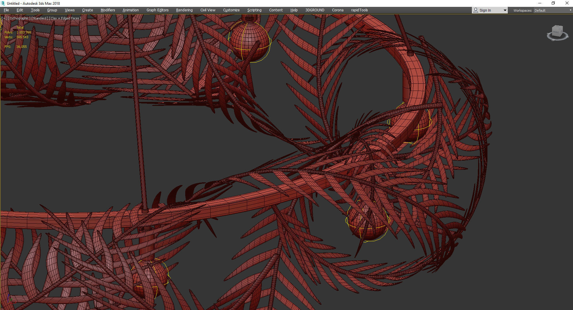 Aviva Stanoff for Currey Co Queenbee Palm Ring Chandelier Low-poly 3D model_4