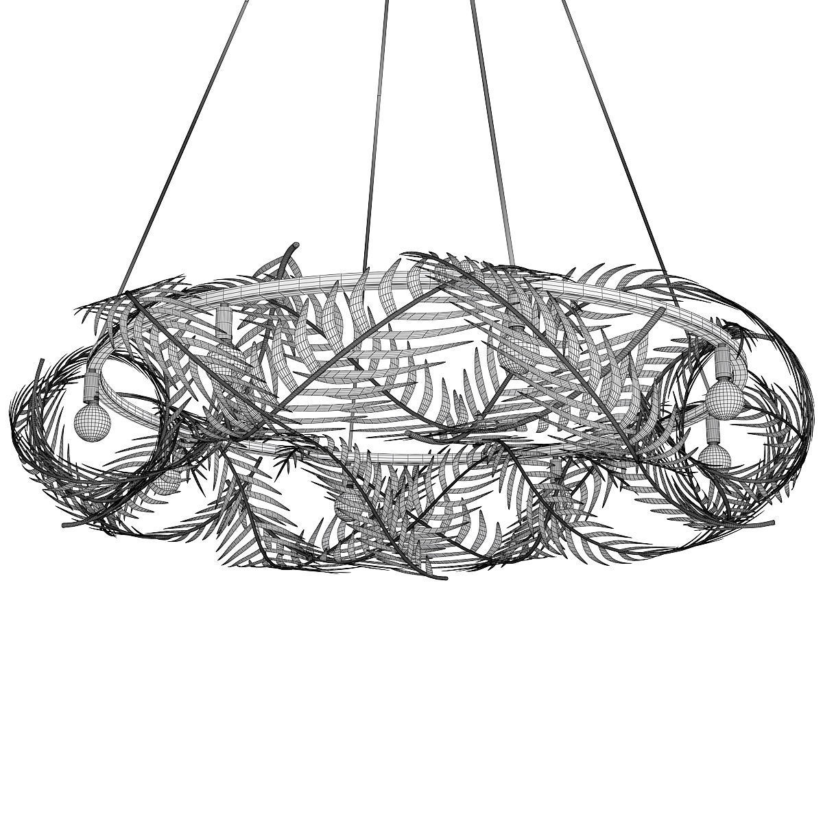 Aviva Stanoff for Currey Co Queenbee Palm Ring Chandelier Low-poly 3D model_1