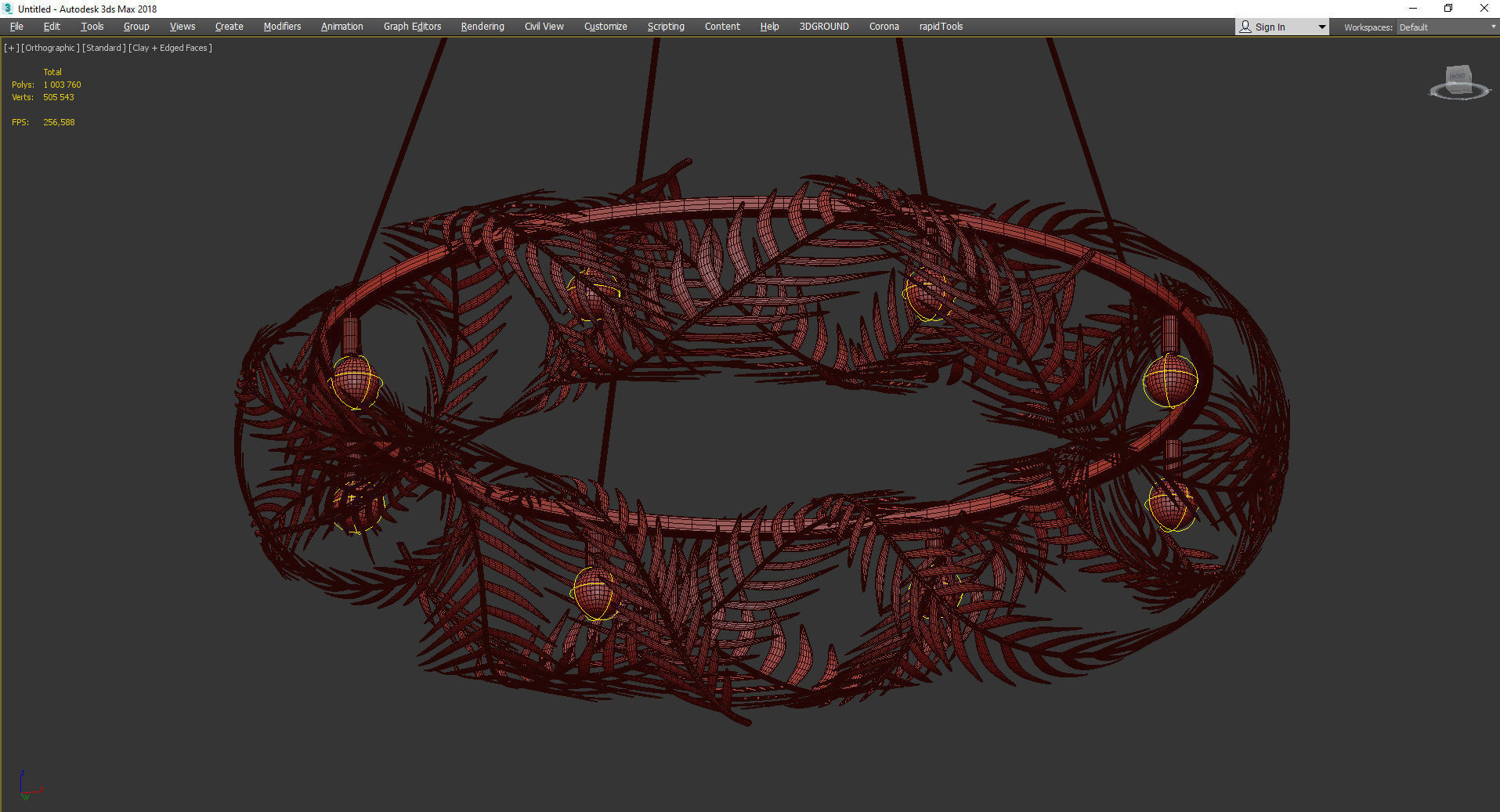 Aviva Stanoff for Currey Co Queenbee Palm Ring Chandelier Low-poly 3D model_3