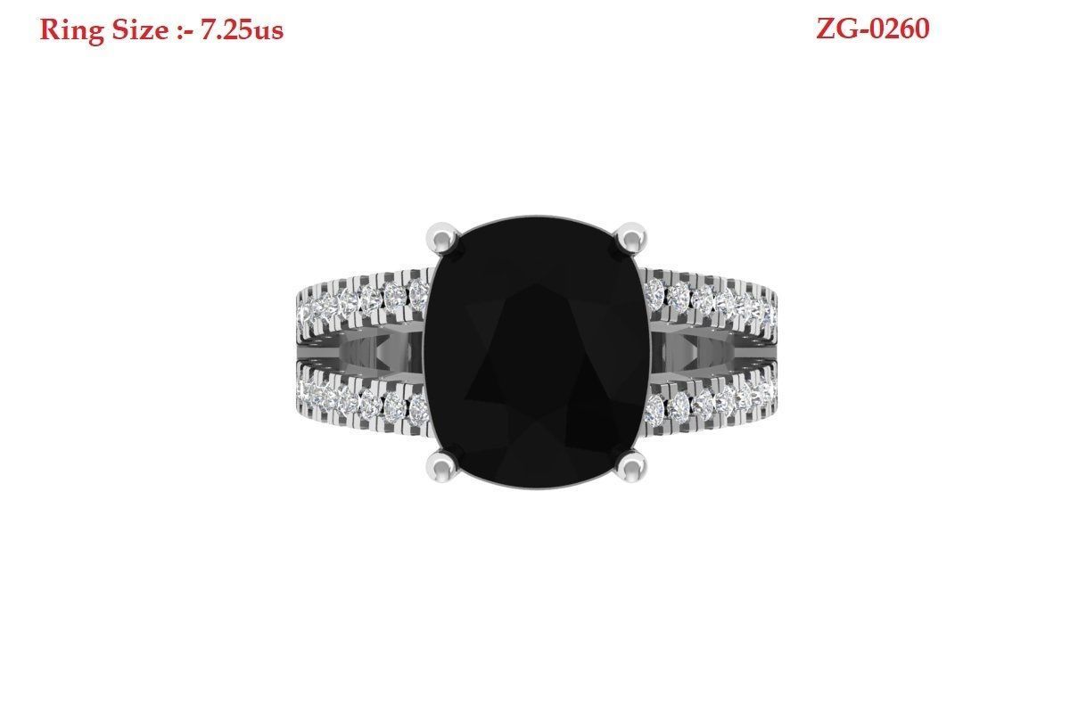 Cushion Solitaire Engagement Ring 3D print model_7