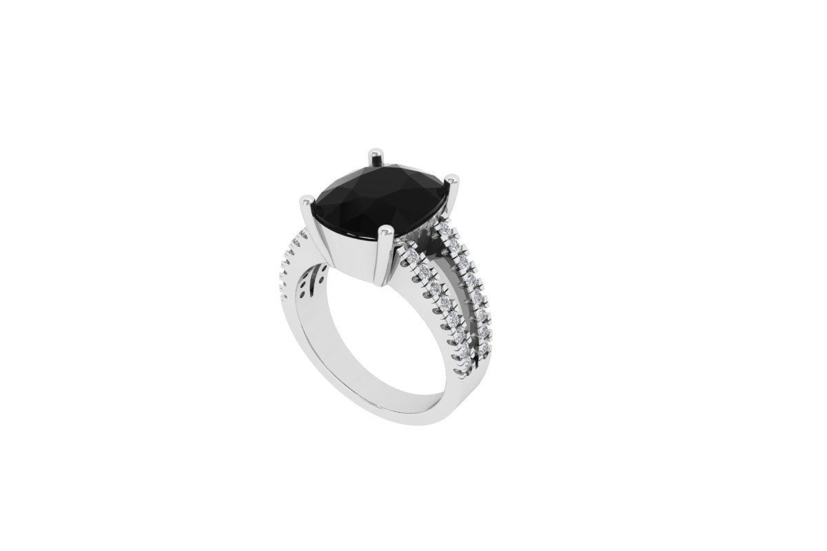 Cushion Solitaire Engagement Ring 3D print model_1