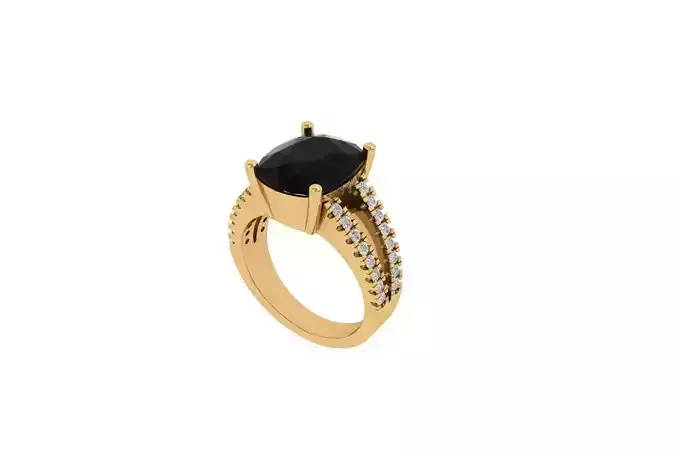 Cushion Solitaire Engagement Ring 3D print model