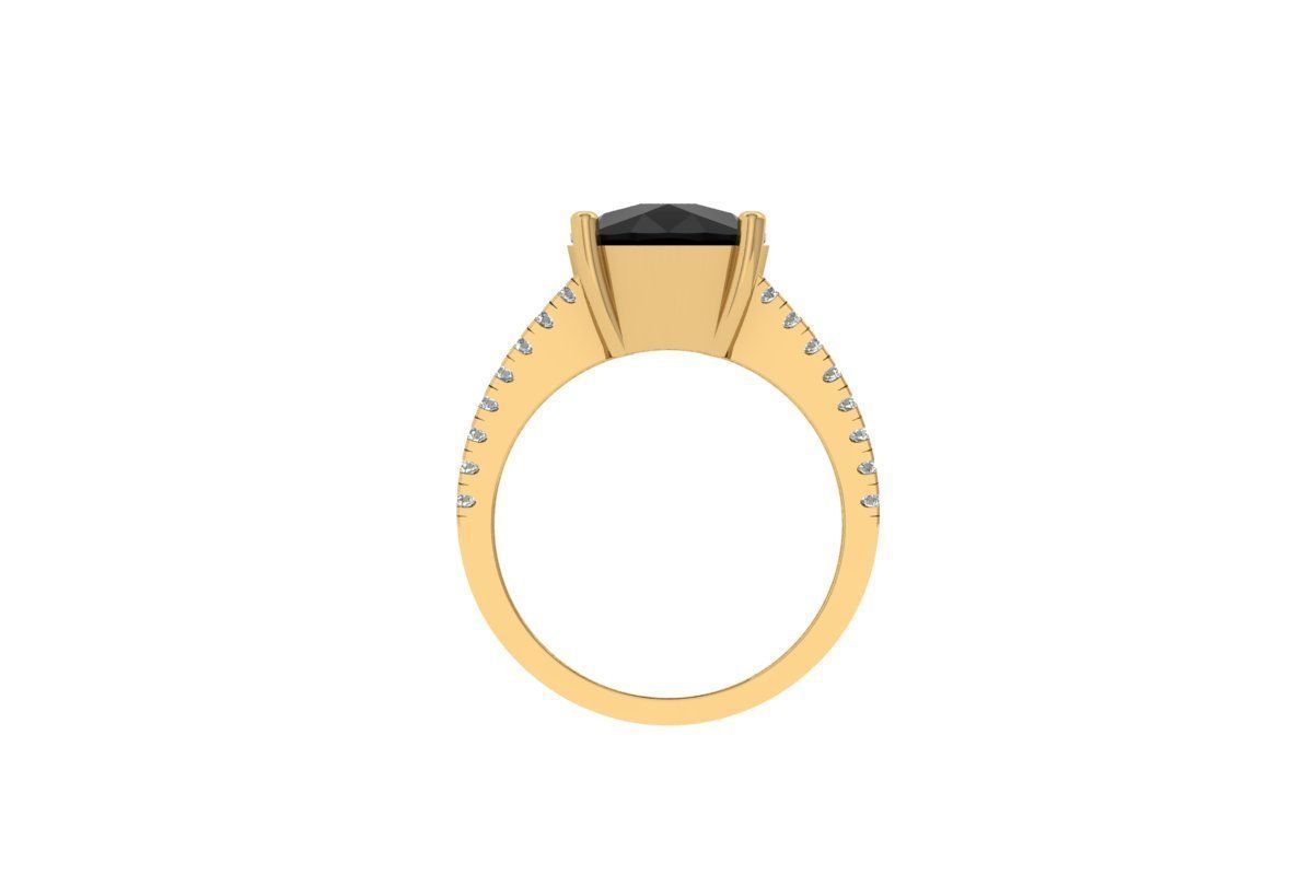 Cushion Solitaire Engagement Ring 3D print model_6