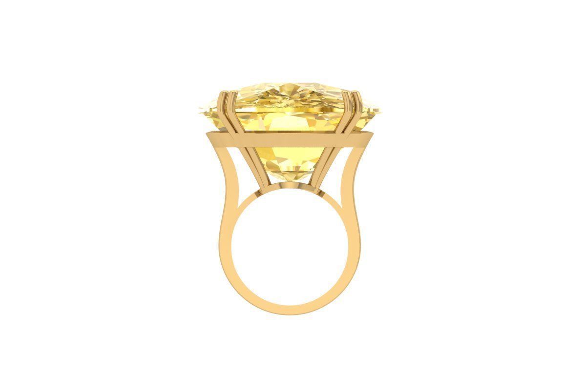 Cushion Solitaire Art Deco Ring 3D print model_5