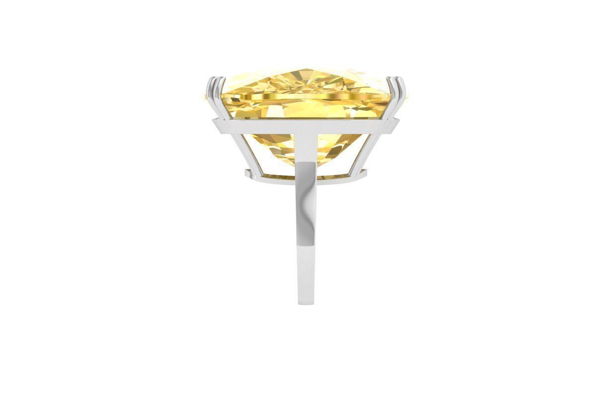 Cushion Solitaire Art Deco Ring 3D print model_2