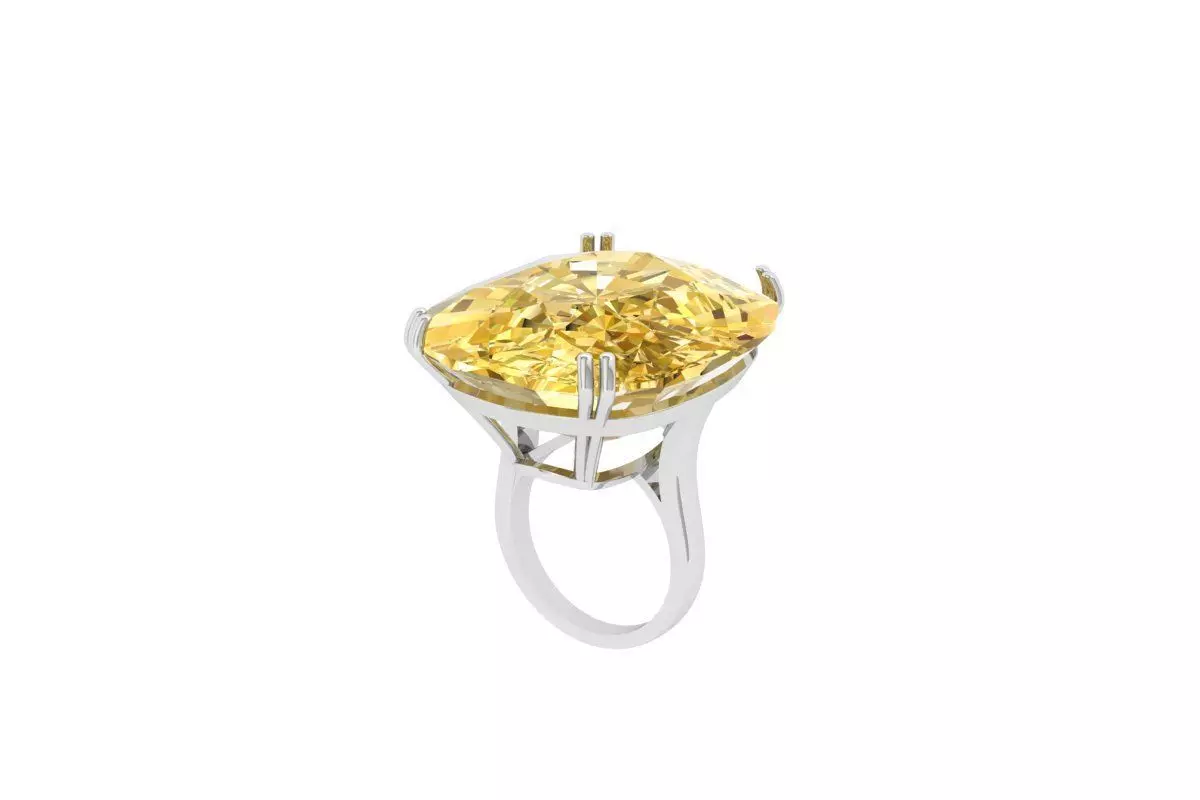 Cushion Solitaire Art Deco Ring 3D print model_0