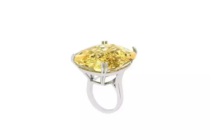 Cushion Solitaire Art Deco Ring 3D print model