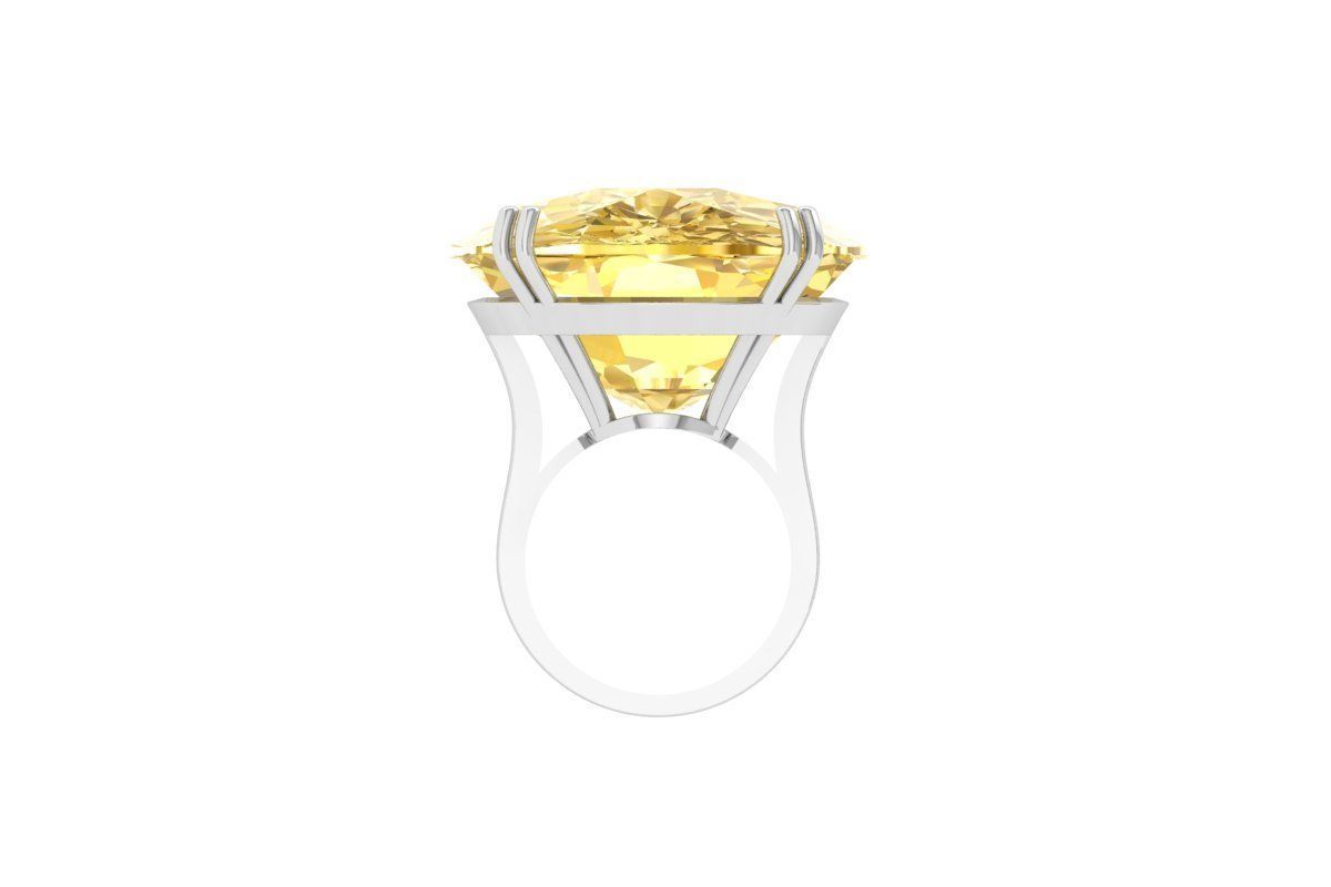 Cushion Solitaire Art Deco Ring 3D print model_4