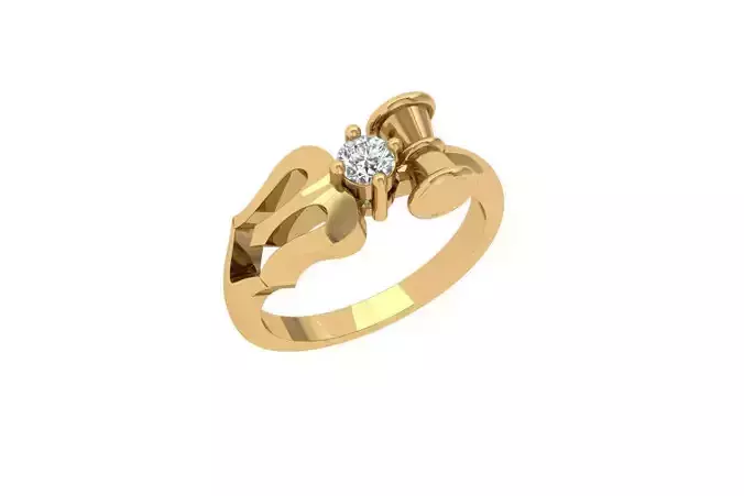 OM Trishul Ring 3D print model