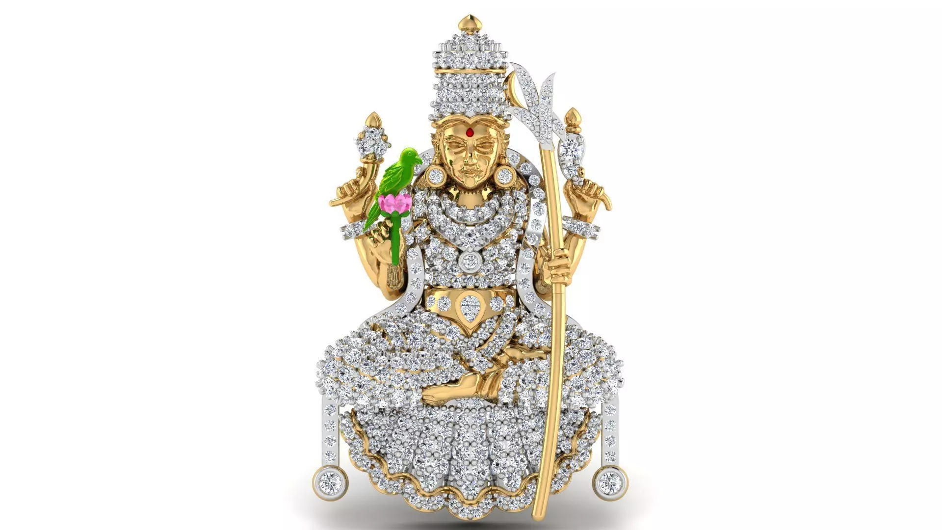 kamachiamman ruby and diamond pendant 3D print model