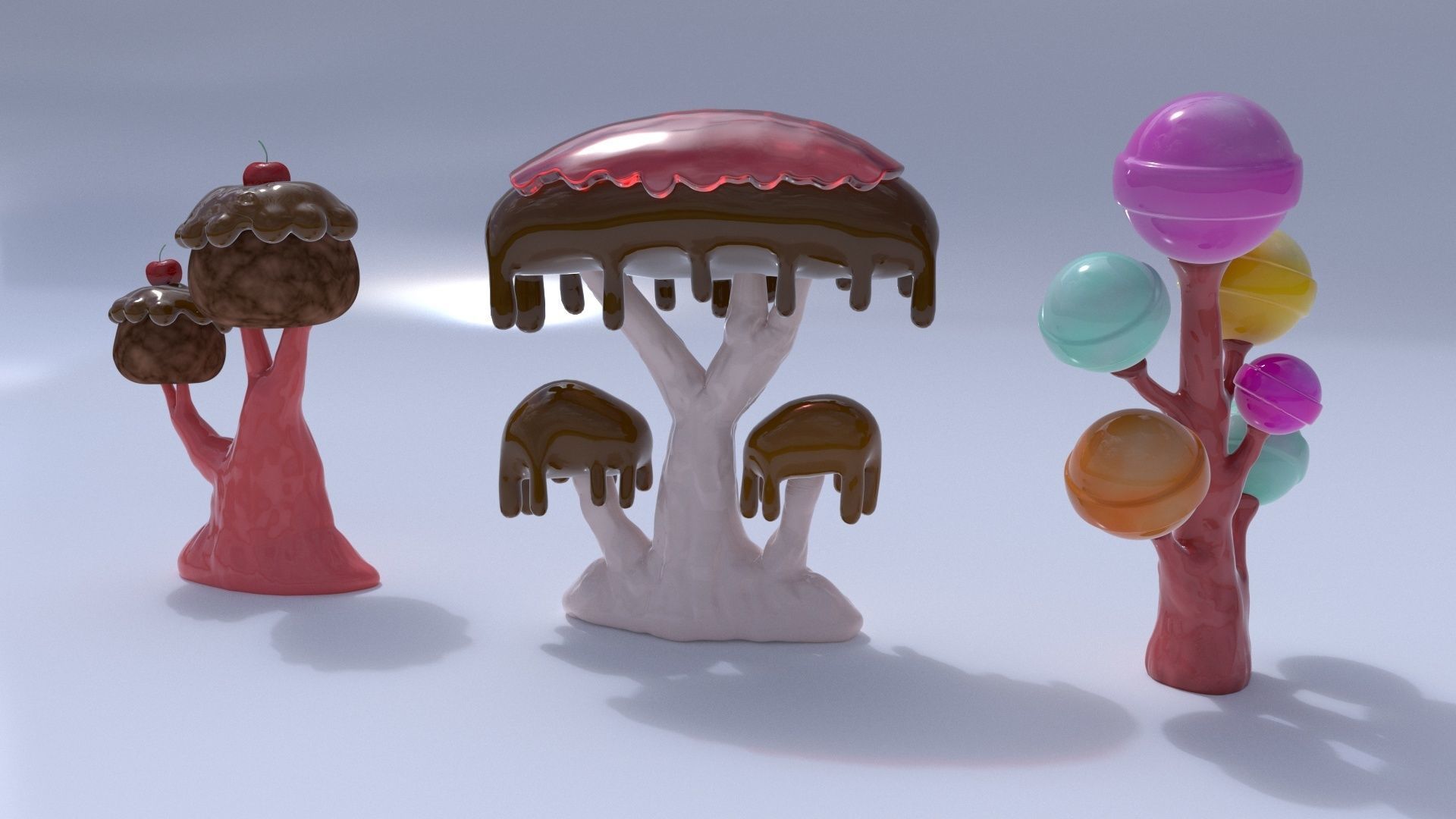 Candy trees cartoon Low-poly 3D model_12