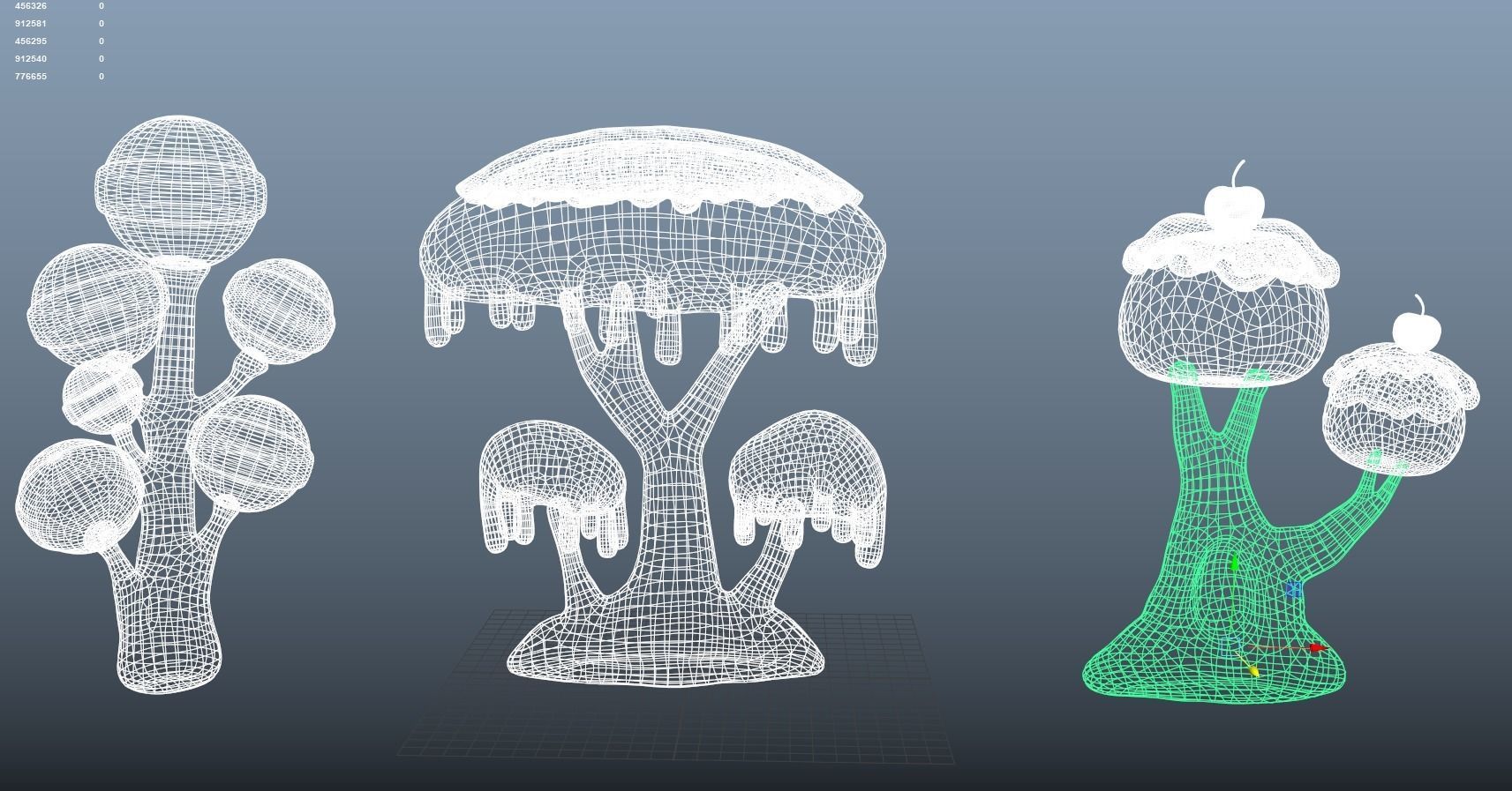 Candy trees cartoon Low-poly 3D model_3