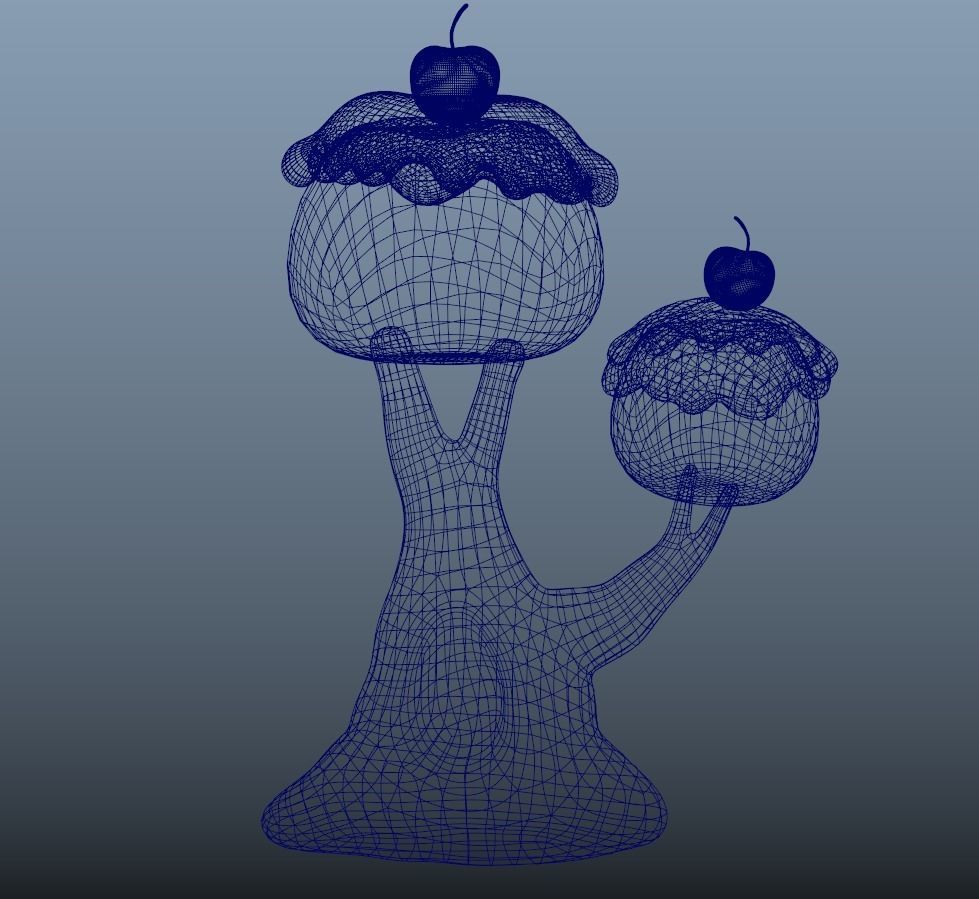 Candy trees cartoon Low-poly 3D model_6