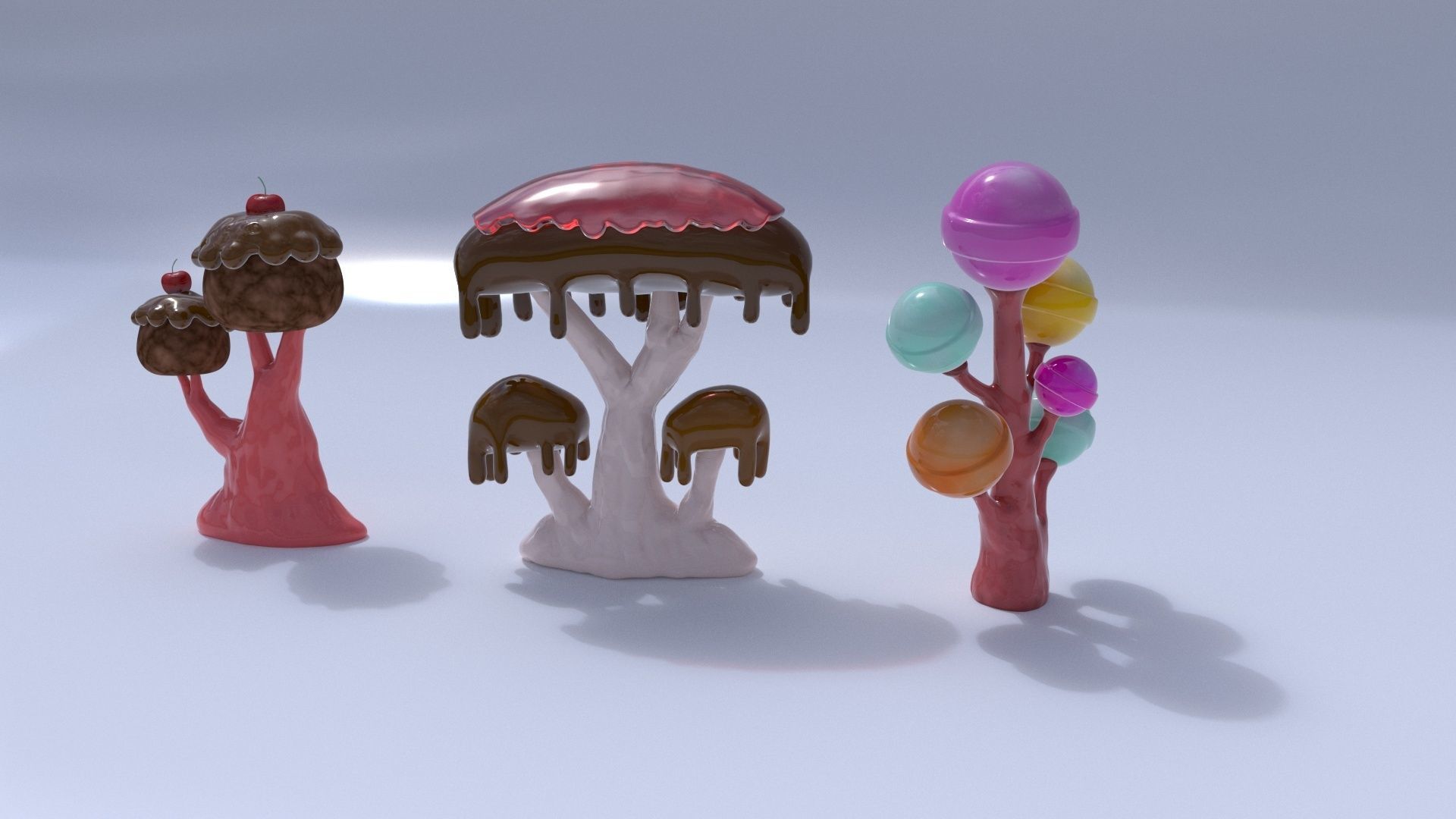 Candy trees cartoon Low-poly 3D model_11