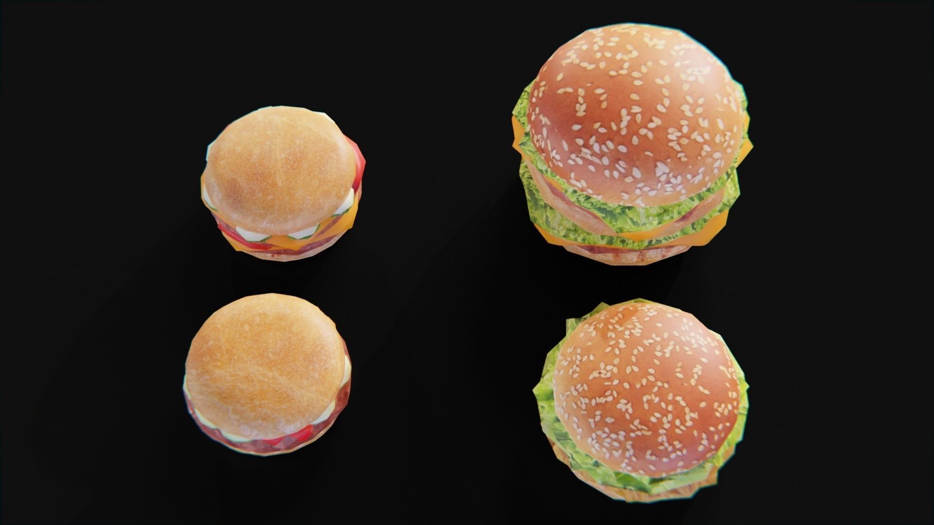 Burger fast food pack meat bun cheese Low-poly 3D model_6