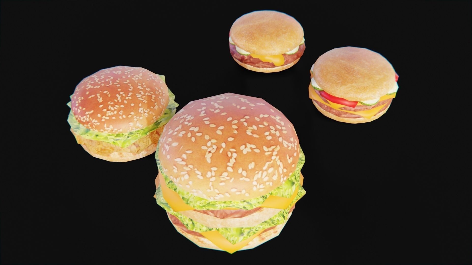 Burger fast food pack meat bun cheese Low-poly 3D model_8