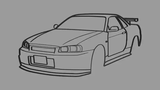 Nissan Skyline GTR R34 Wall Silhouette