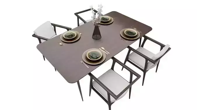 Solid wood table 3D model