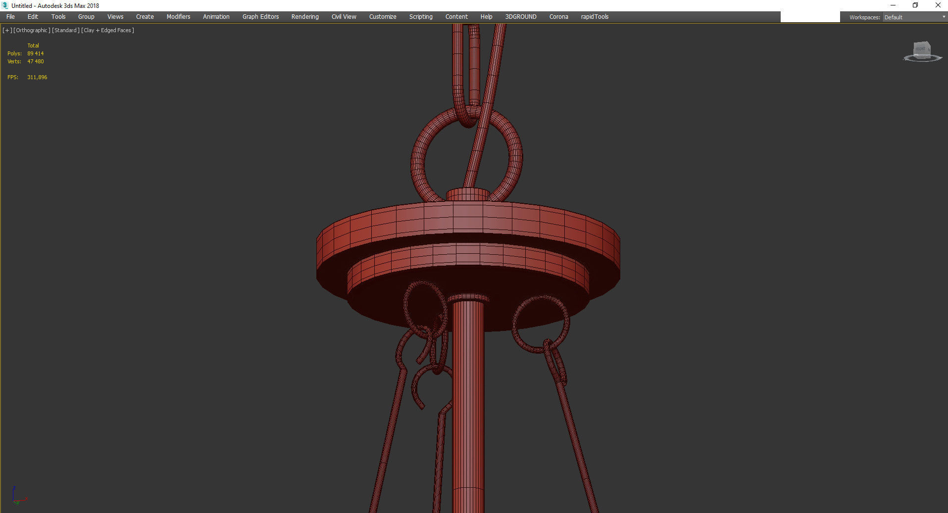 Akron 3 Light Pendant Light Low-poly 3D model_4