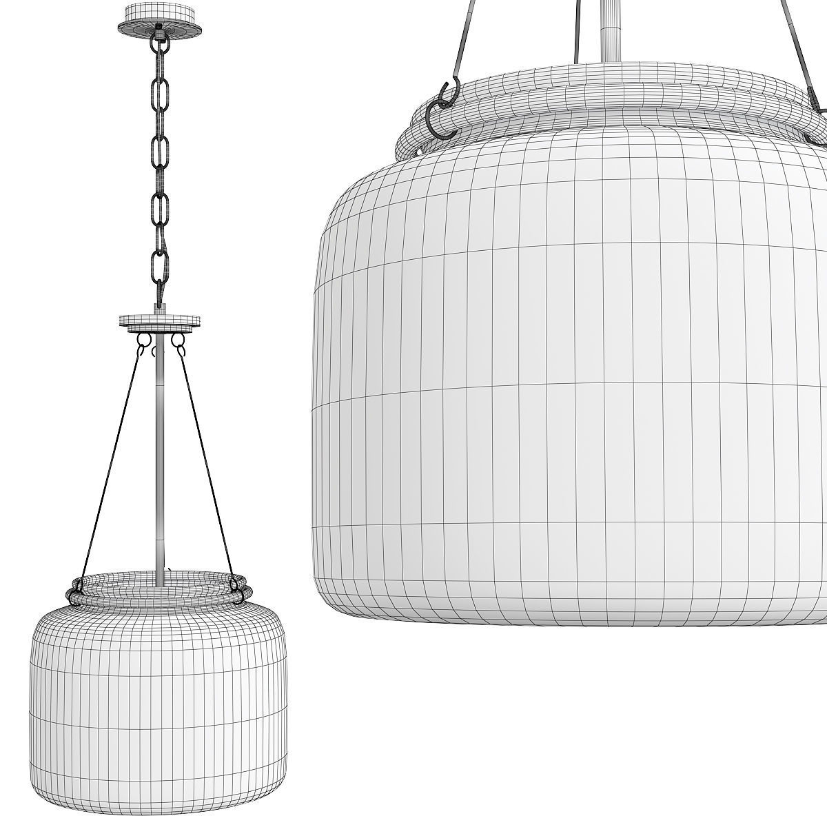 Akron 3 Light Pendant Light Low-poly 3D model_1