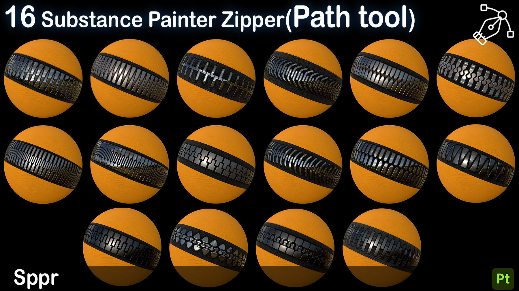 16 Substance painter Zipper path tool Vol 08 3D model_2
