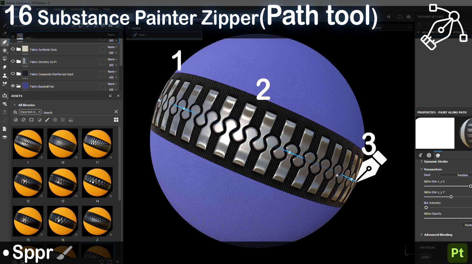 16 Substance painter Zipper path tool Vol 08 3D model_3