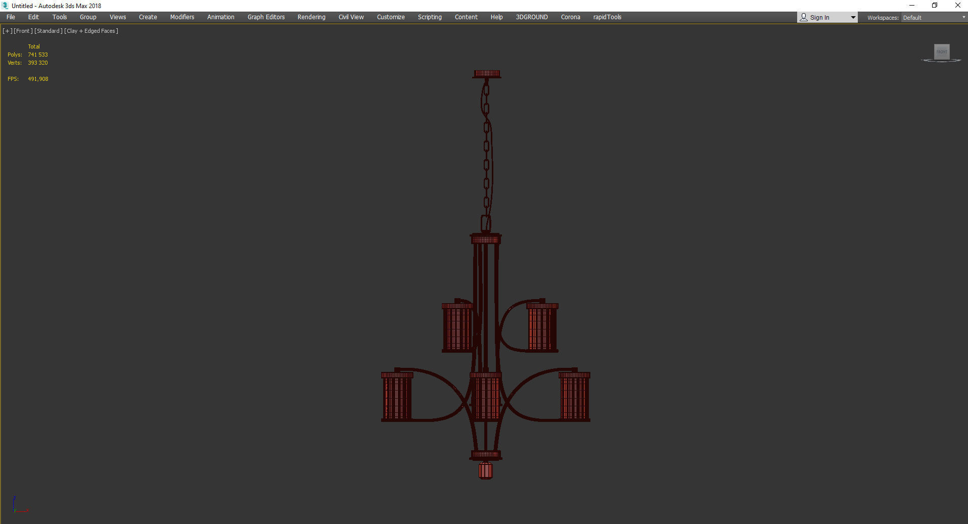 Nora 9 Light Chandelier Low-poly 3D model_2