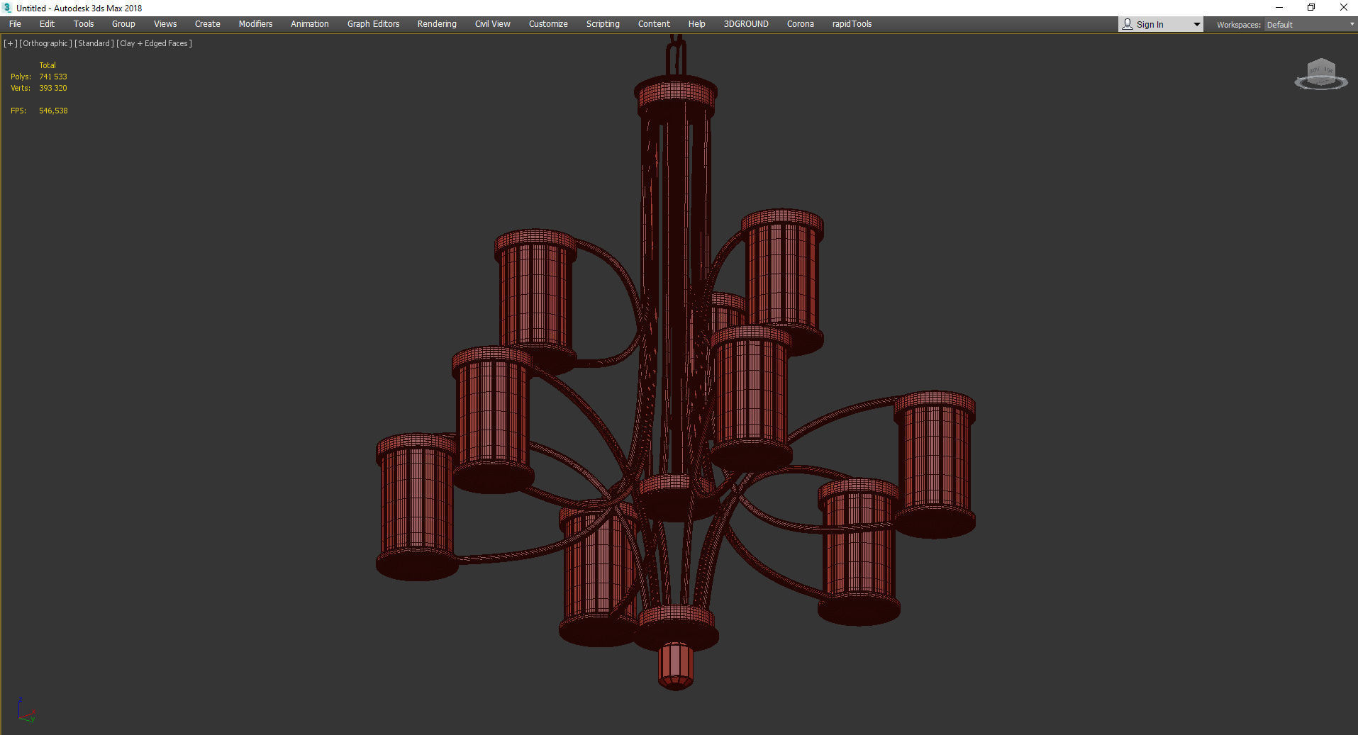 Nora 9 Light Chandelier Low-poly 3D model_3