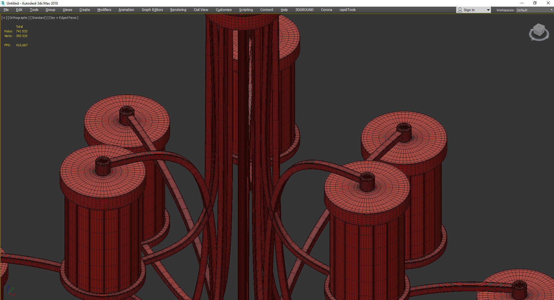 Nora 9 Light Chandelier Low-poly 3D model_4