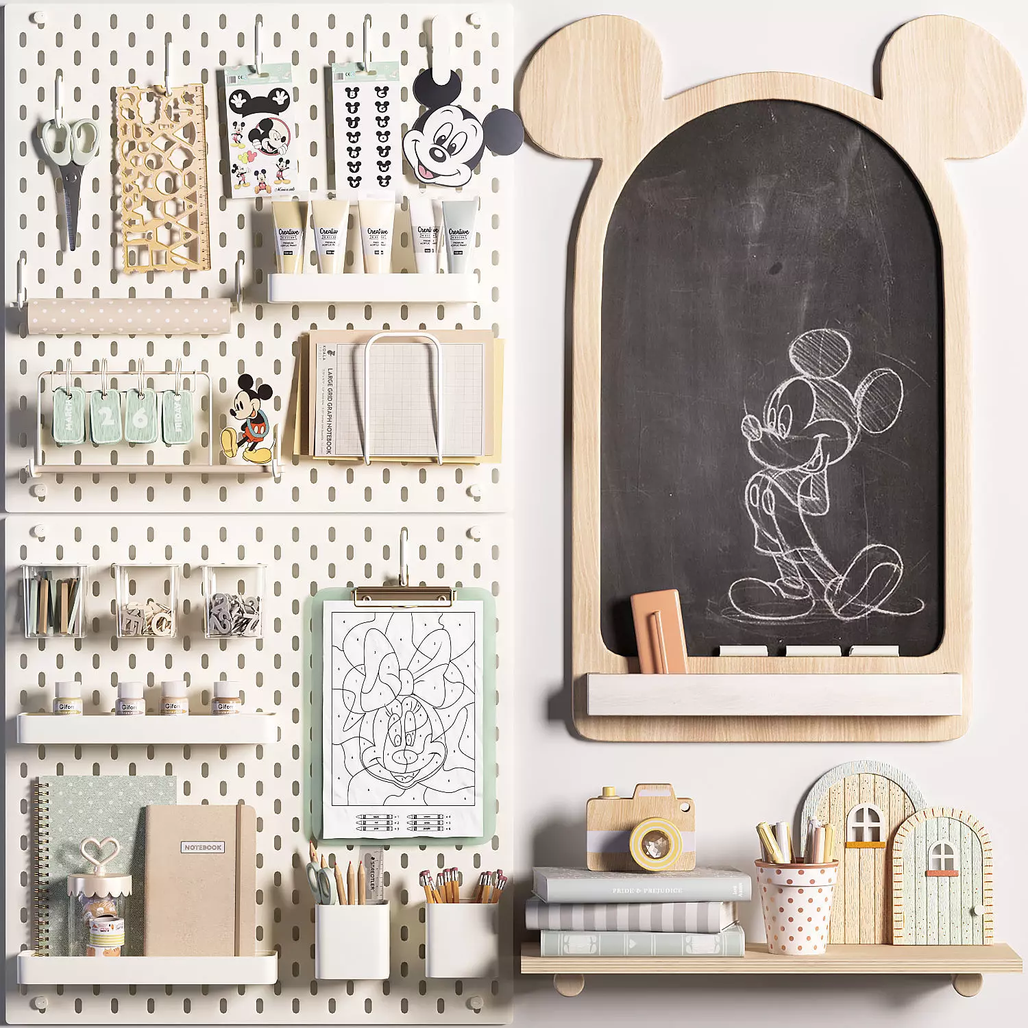 Ikea SKADIS Pegboard and Zara Home Mickey Mouse Decoration 09 3D model