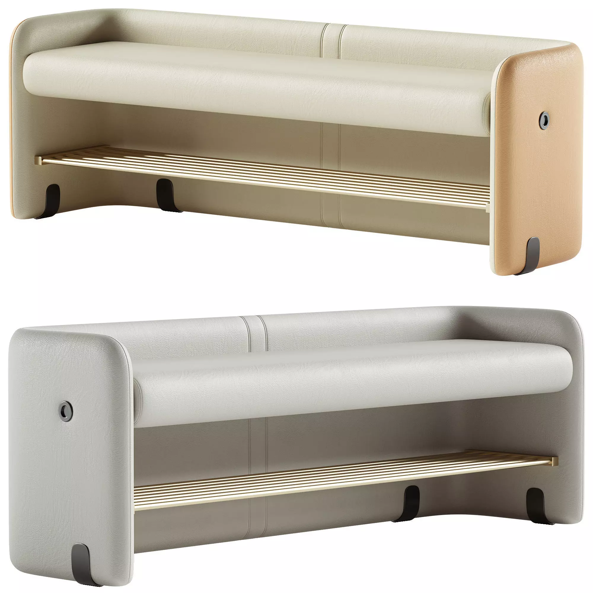 Upholstered Modern Entryway Short Bench 3D model