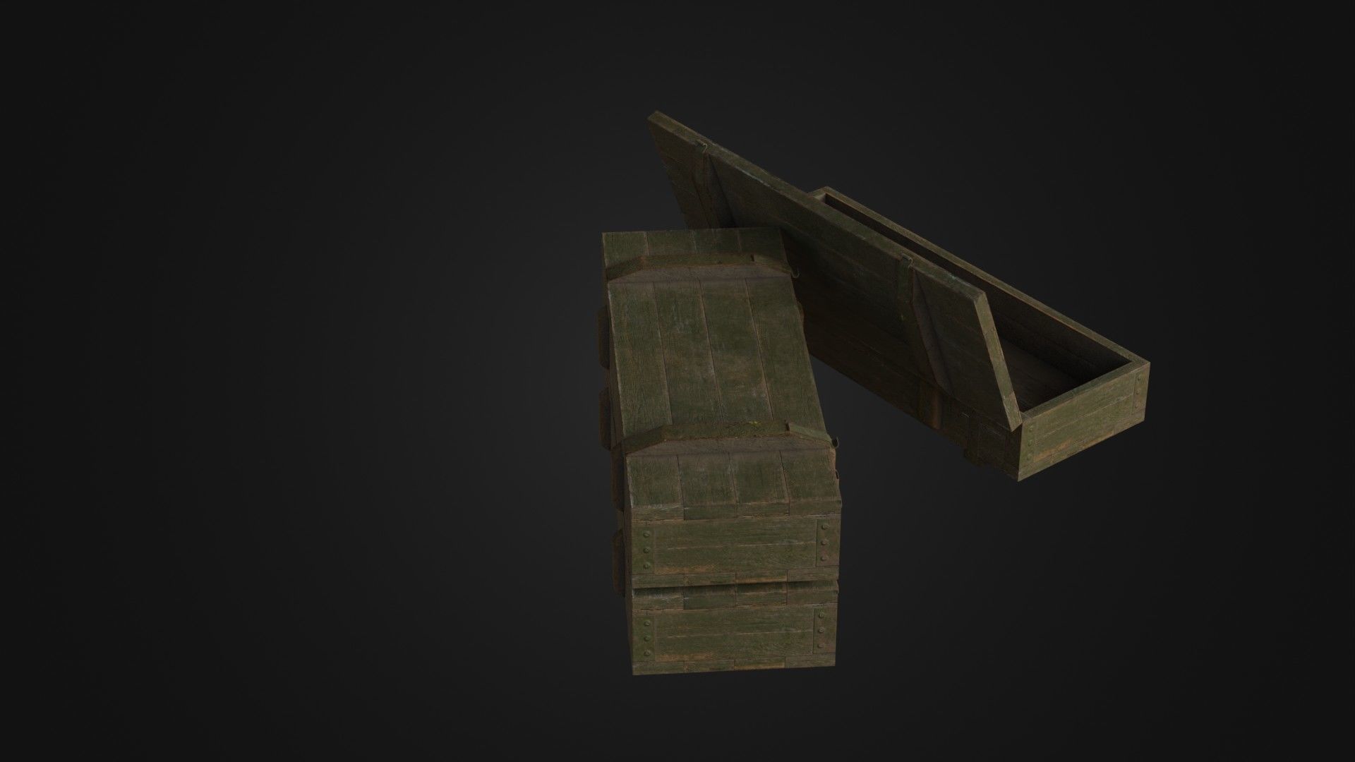 Worn Soviet Weapon Crate Low-poly 3D model_14