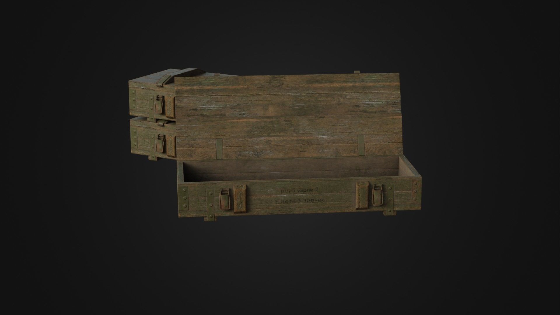 Worn Soviet Weapon Crate Low-poly 3D model_43