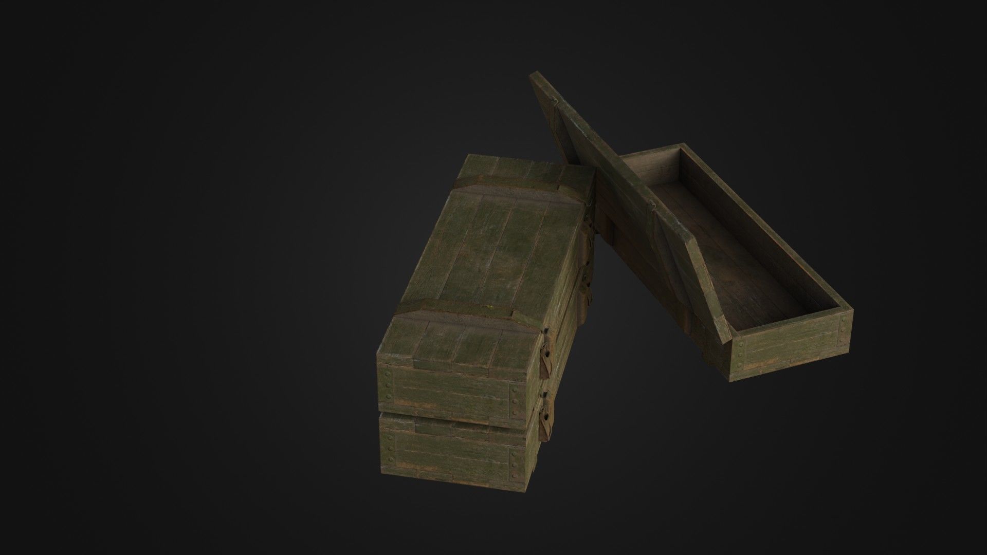 Worn Soviet Weapon Crate Low-poly 3D model_12
