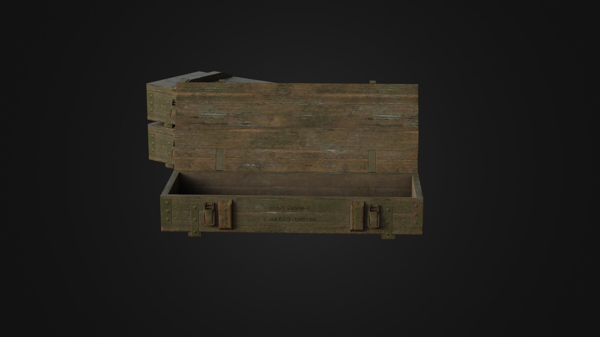 Worn Soviet Weapon Crate Low-poly 3D model_42