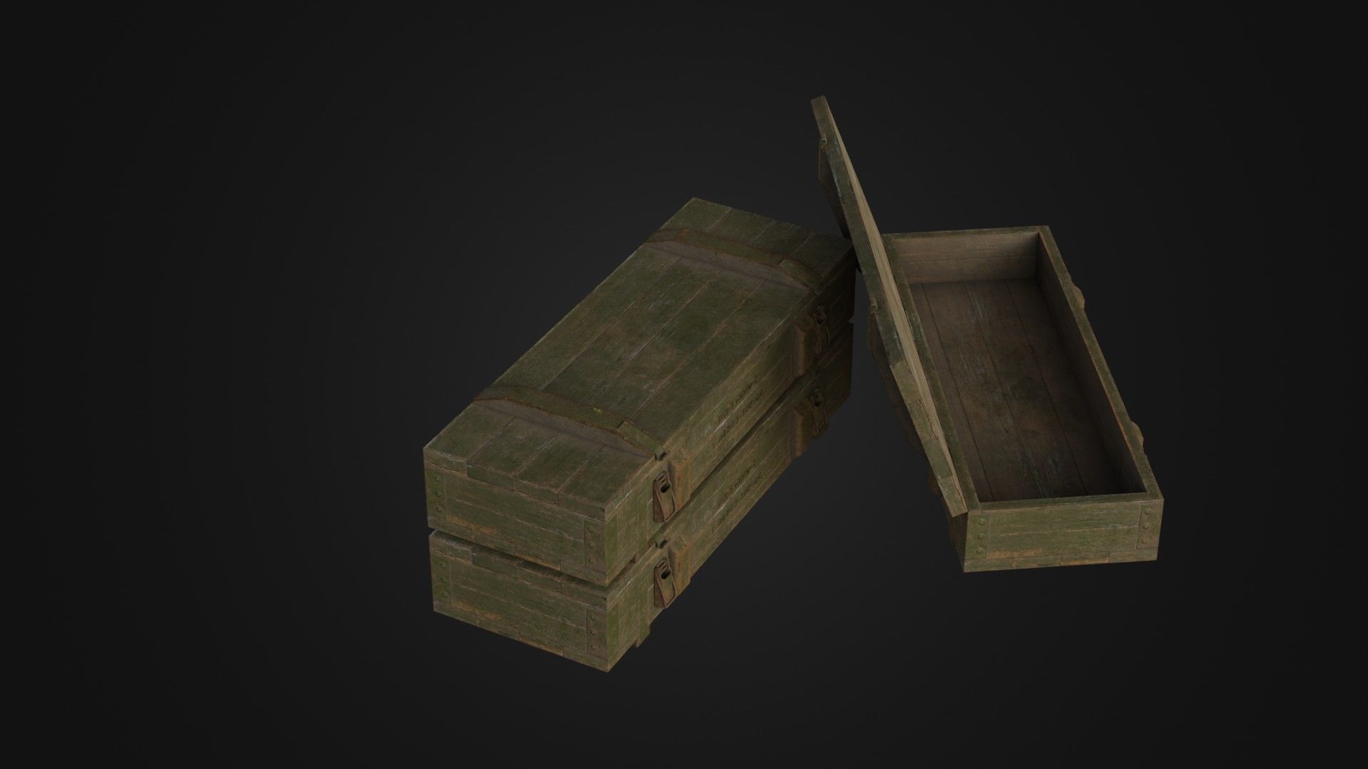 Worn Soviet Weapon Crate Low-poly 3D model_10