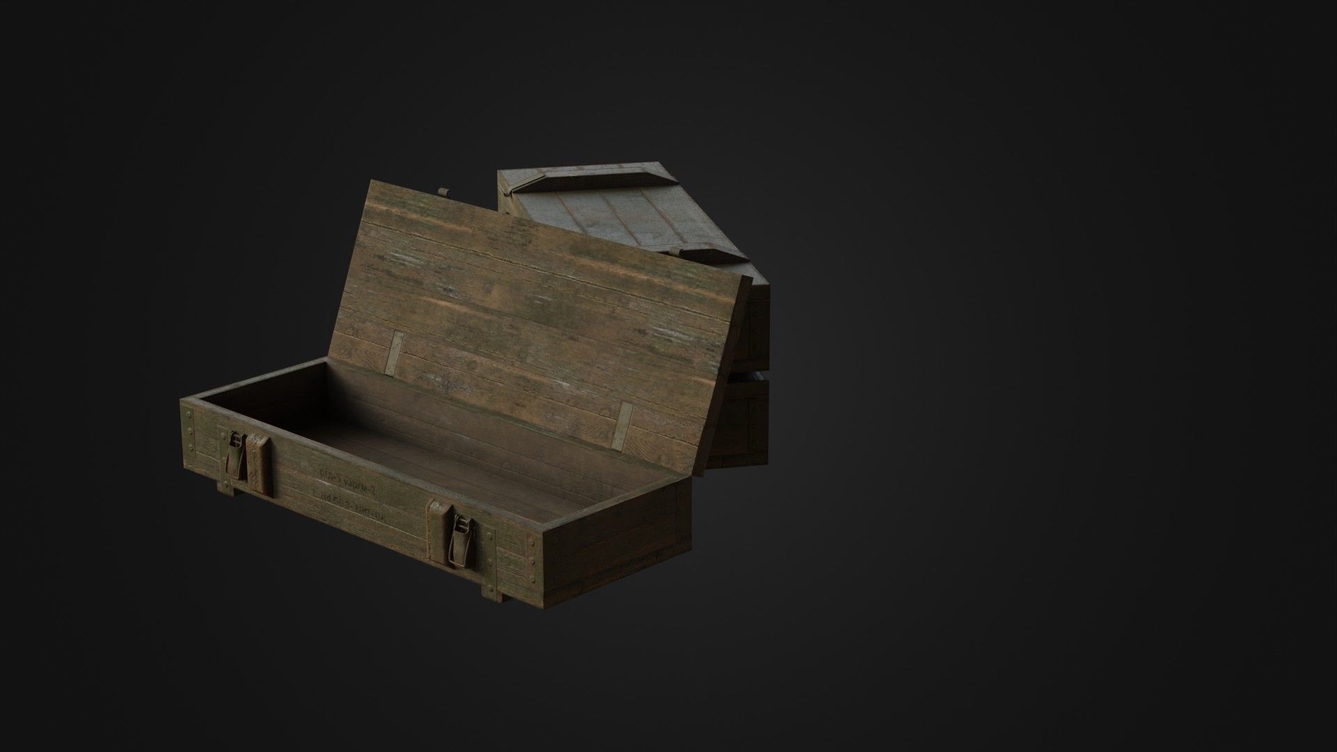 Worn Soviet Weapon Crate Low-poly 3D model_37
