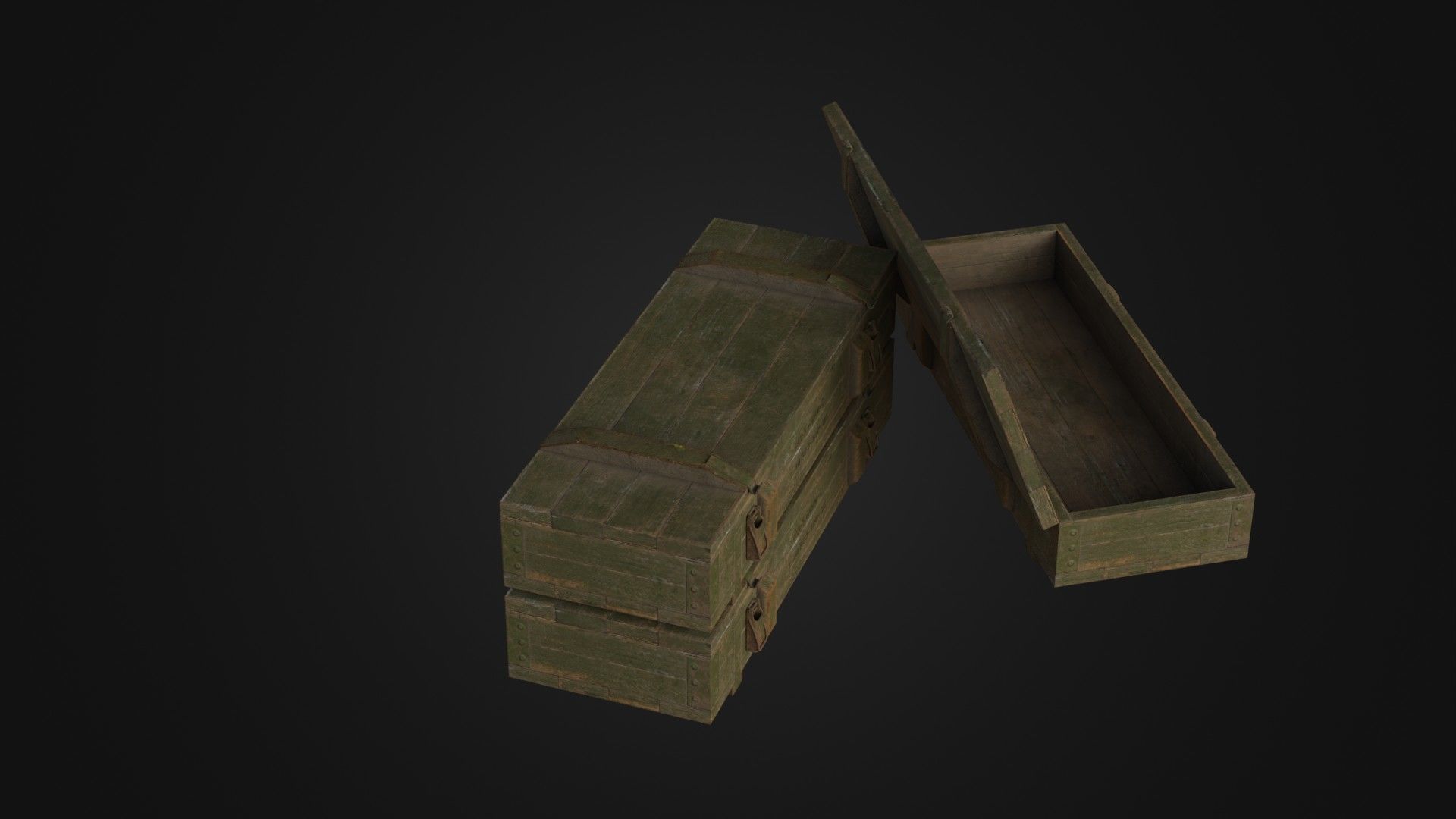 Worn Soviet Weapon Crate Low-poly 3D model_11