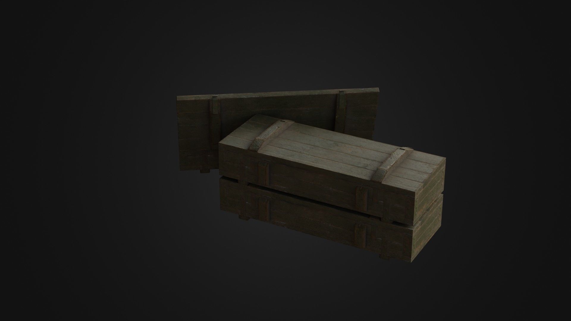 Worn Soviet Weapon Crate Low-poly 3D model_21