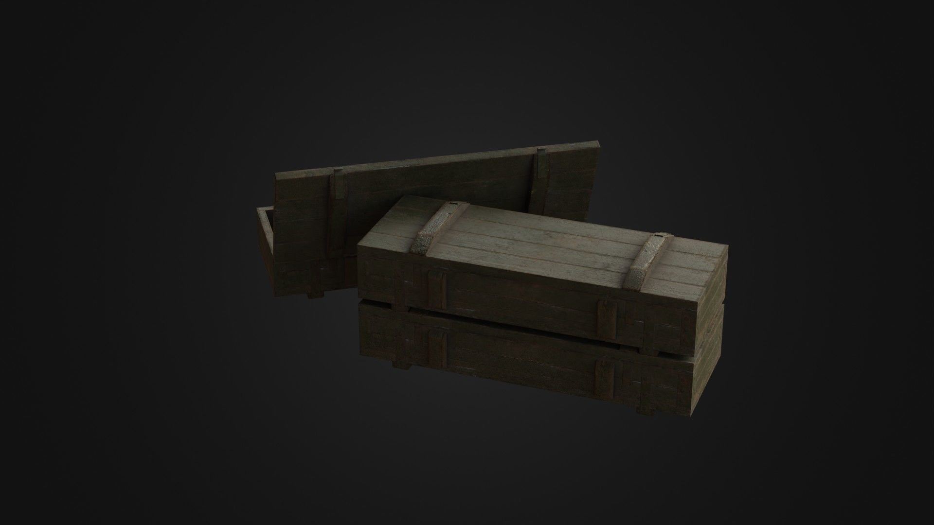 Worn Soviet Weapon Crate Low-poly 3D model_22