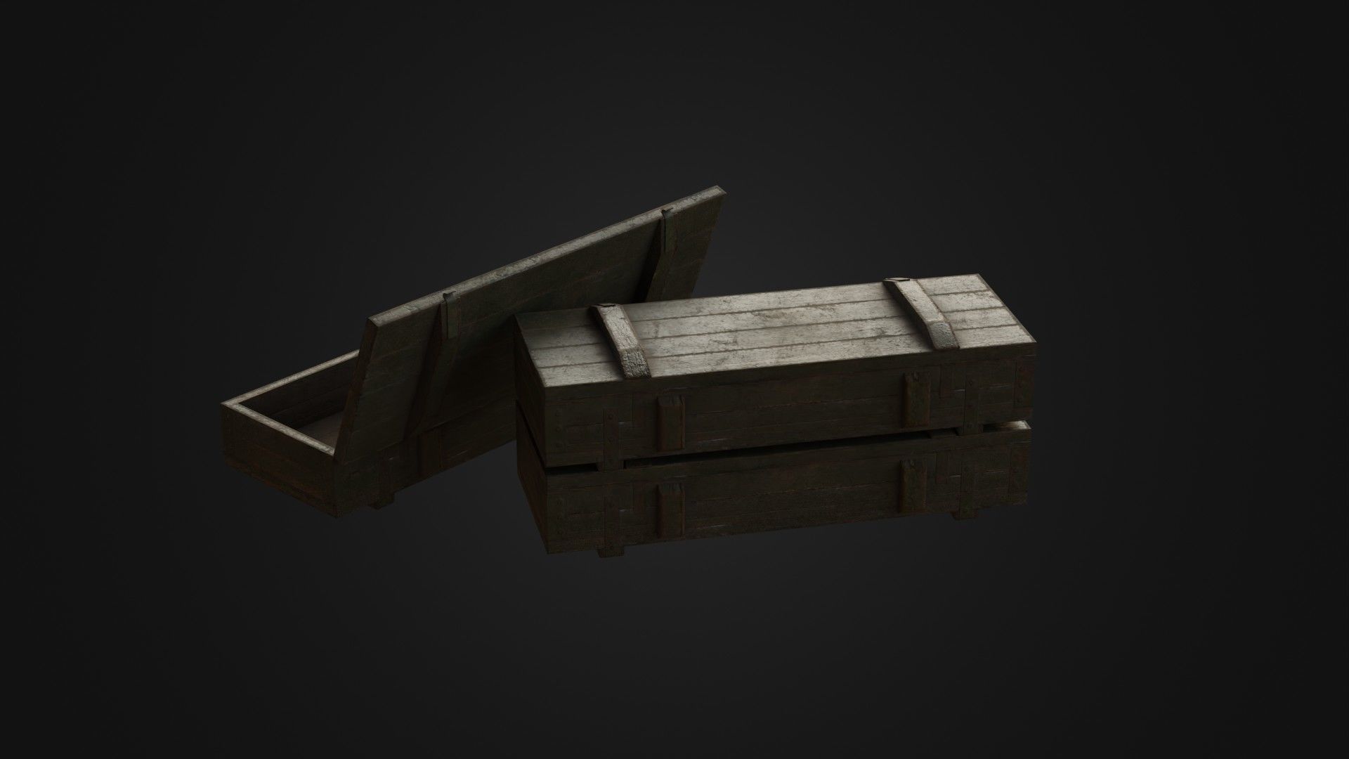 Worn Soviet Weapon Crate Low-poly 3D model_26