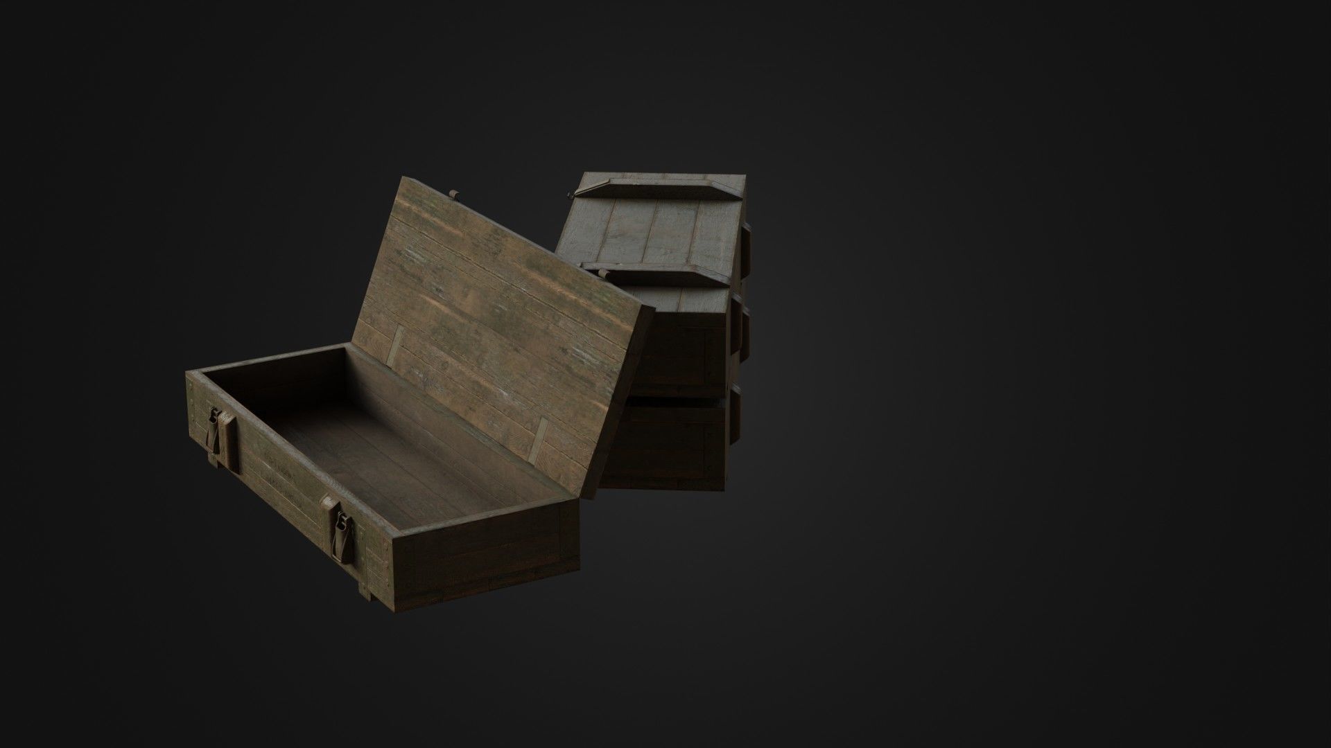 Worn Soviet Weapon Crate Low-poly 3D model_35