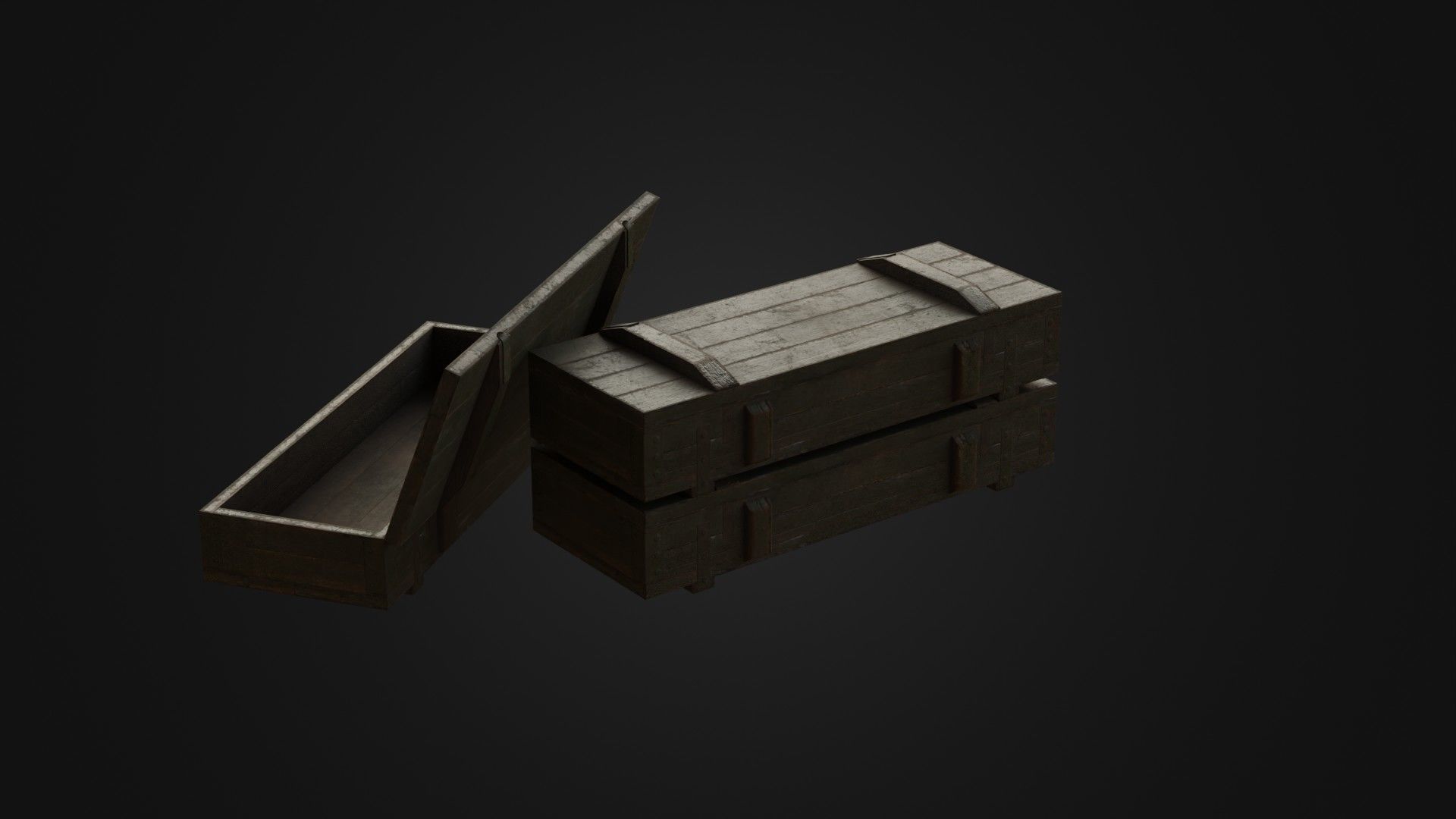 Worn Soviet Weapon Crate Low-poly 3D model_29
