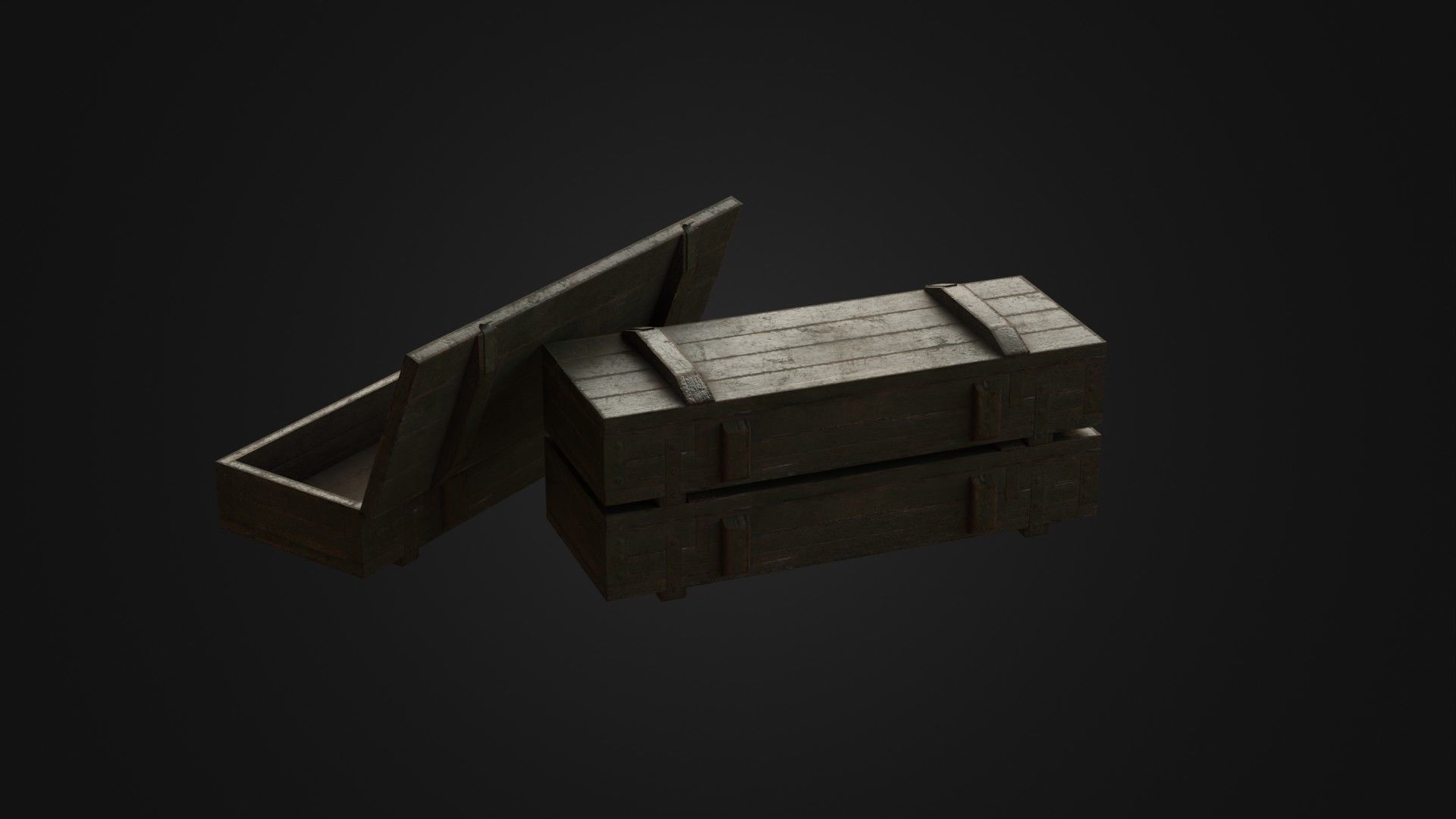 Worn Soviet Weapon Crate Low-poly 3D model_27